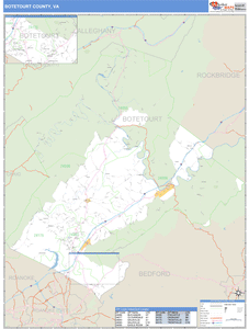 Botetourt County, Virginia Zip Code Wall Map