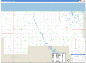 Bottineau County, North Dakota Zip Code Wall Map