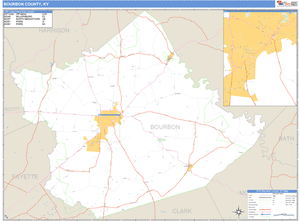 Bourbon County, Kentucky Zip Code Wall Map