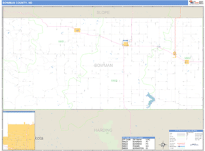 Bowman County, North Dakota Zip Code Wall Map