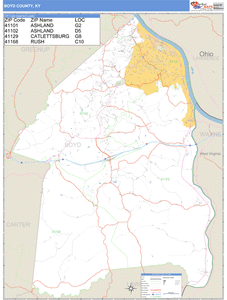 Boyd County, Kentucky Zip Code Wall Map