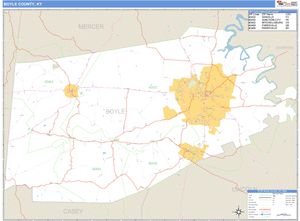 Boyle County, Kentucky Zip Code Wall Map