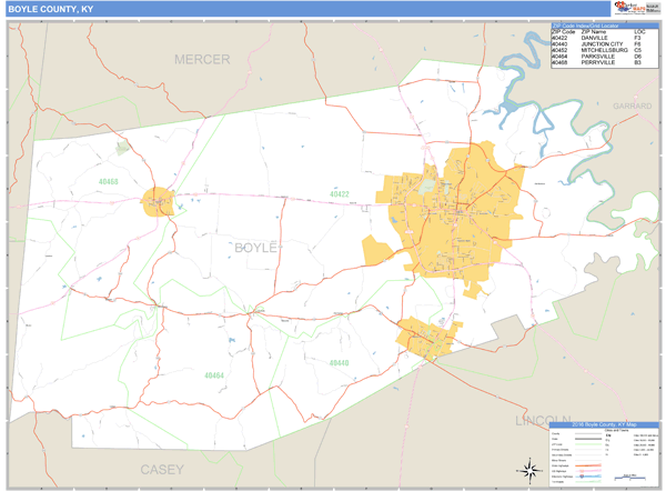 Boyle County, Kentucky Zip Code Wall Map Market Maps (IDI)