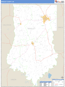 Bradley County, Arkansas Zip Code Wall Map