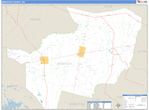 Brantley County, Georgia Zip Code Wall Map
