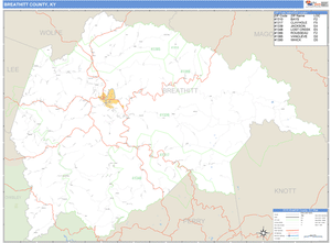 Breathitt County, Kentucky Zip Code Wall Map