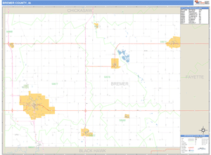 Bremer County, Iowa Zip Code Wall Map