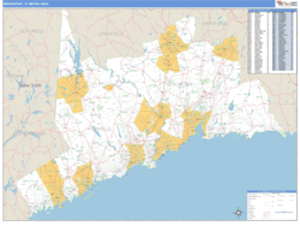 Bridgeport, Connecticut Metro Area Wall Map