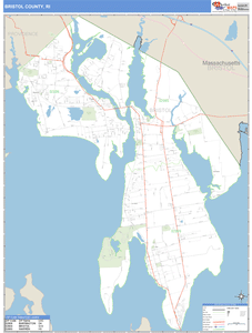 Bristol County, Rhode Island Zip Code Wall Map