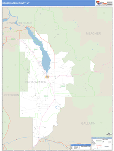 Broadwater County, Montana Zip Code Wall Map