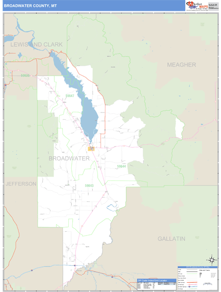 Broadwater County, Montana Zip Code Wall Map Market Maps (IDI)