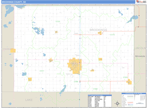 Brookings County, South Dakota Zip Code Wall Map