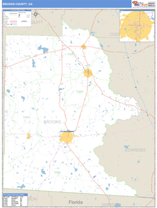 Brooks County, Georgia Zip Code Wall Map