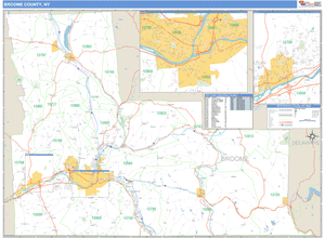 Broome County, New York Zip Code Wall Map