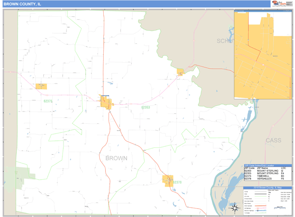 Brown County, Illinois Zip Code Wall Map Market Maps (IDI)