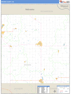 Brown County, Kansas Zip Code Wall Map