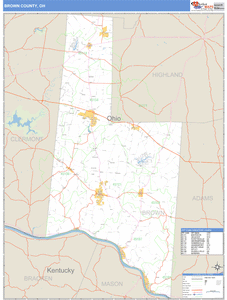 Brown County, Ohio Zip Code Wall Map
