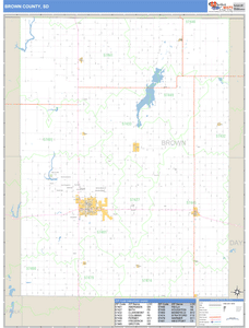 Brown County, South Dakota Zip Code Wall Map