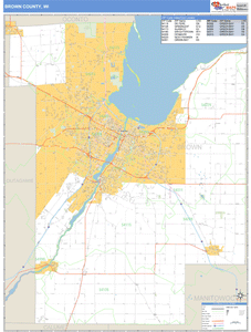 Brown County, Wisconsin Zip Code Wall Map