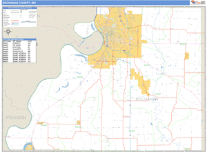 Buchanan County, Missouri Zip Code Wall Map
