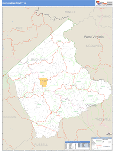 Buchanan County, Virginia Zip Code Wall Map