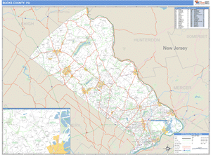 Bucks County, Pennsylvania Zip Code Wall Map