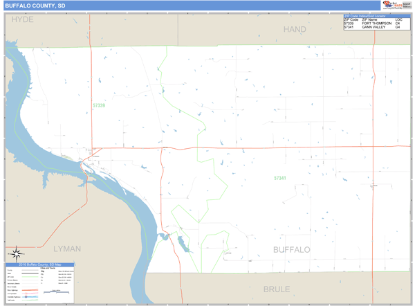 Buffalo County, South Dakota Zip Code Wall Map Market Maps (IDI)