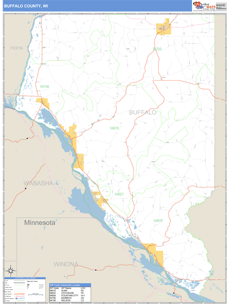 Buffalo County, Wisconsin Zip Code Wall Map Market Maps (IDI)