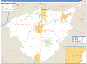 Bullitt County, Kentucky Zip Code Wall Map