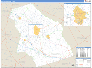 Bulloch County, Georgia Zip Code Wall Map