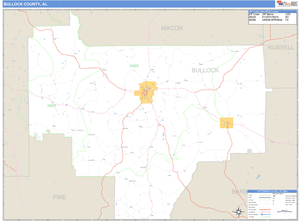 Bullock County, Alabama Zip Code Wall Map