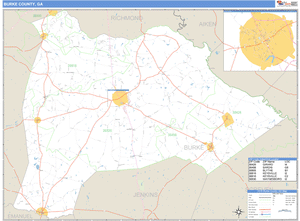 Burke County, Georgia Zip Code Wall Map