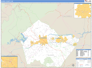 Burke County, North Carolina Zip Code Wall Map