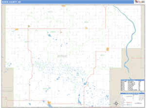 Burke County, North Dakota Zip Code Wall Map