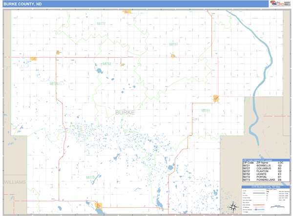 Burke County, North Dakota Zip Code Wall Map Market Maps (IDI)
