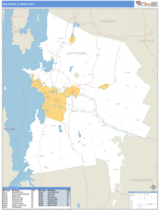 Burlington, Vermont Metro Area Wall Map