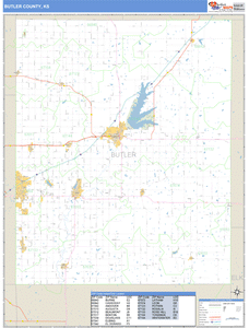 Butler County, Kansas Zip Code Wall Map
