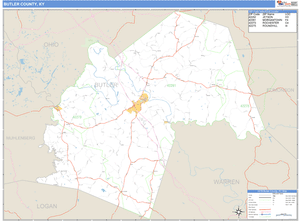 Butler County, Kentucky Zip Code Wall Map