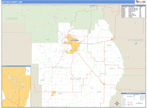 Butler County, Missouri Zip Code Wall Map