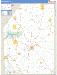 Butler County, Pennsylvania Zip Code Wall Map
