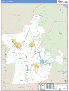 Butte County, California Zip Code Wall Map