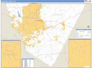Cabarrus County, North Carolina Zip Code Wall Map