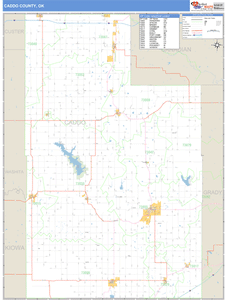 Caddo County, Oklahoma Zip Code Wall Map