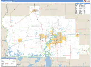 Calcasieu County, Louisiana Zip Code Wall Map