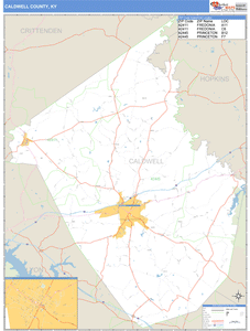 Caldwell County, Kentucky Zip Code Wall Map