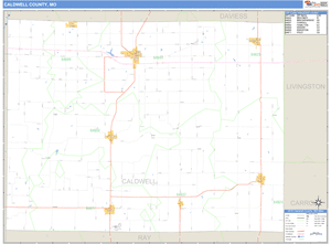 Caldwell County, Missouri Zip Code Wall Map