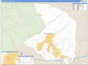 Caldwell County, North Carolina Zip Code Wall Map
