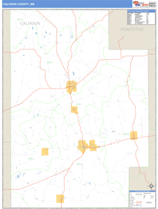 Calhoun County, Mississippi Zip Code Wall Map