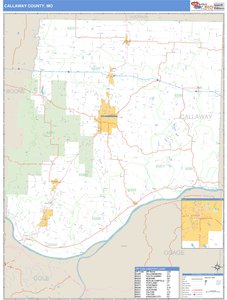 Callaway County, Missouri Zip Code Wall Map