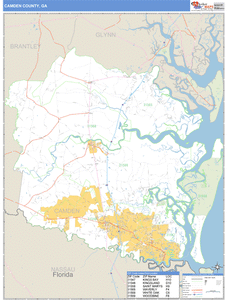 Camden County, Georgia Zip Code Wall Map
